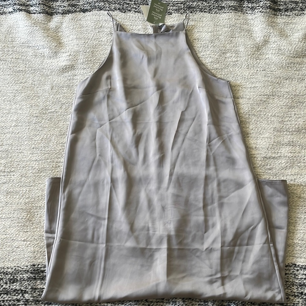 Silver, ankle length silk dress